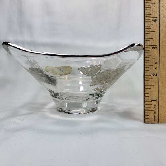 Silver City Glass Co. Sterling Overlay Bowl Dish Flanders Poppies 5.75" Square - Picture 11 of 16